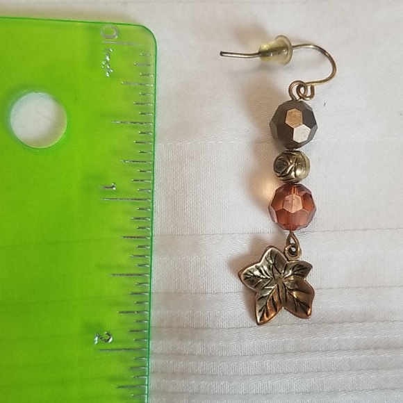 Maple Leaf Bead Drop Earrings Gold - Picture 4 of 5